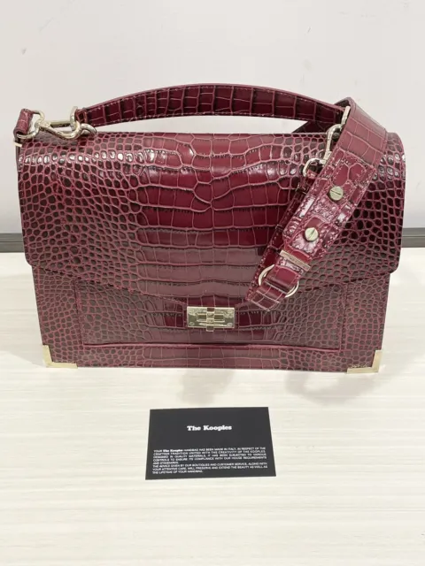 Nwt The Kooples Croc Embossed Handbag Detachable Shoulder Strap - Made In Italy