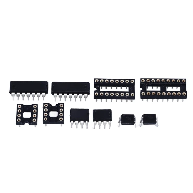 Support De Socket Pour Puce DIP 8 Broches - Lot De 4, Pas De 2,54 Mm, Distance Entre Rangées 7,6 Mm, Pour Circuits Imprimés, Noir