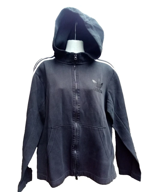 ADIDAS ORIGINALS CURATED Womens Black White Full Zip Hoodie UK M 42 Chest 12.99 PicClick UK