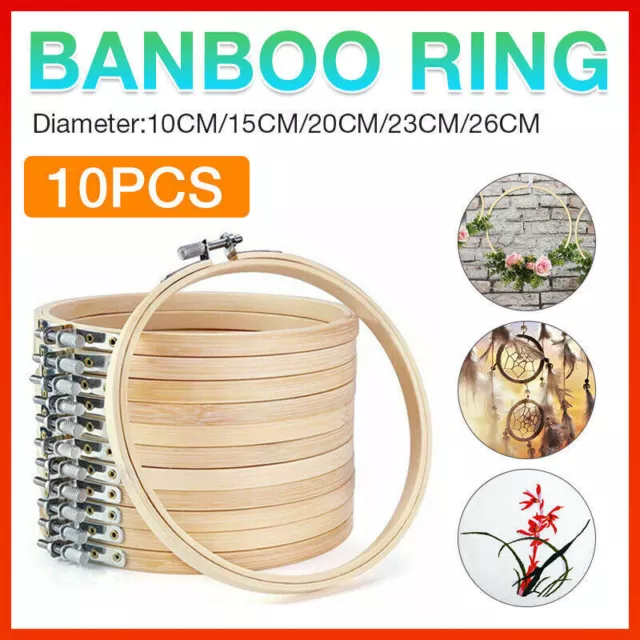 10PCS Bamboo Embroidery Hoops Ring Sewing Frame Cross Stitch Craft Wedding Xmas