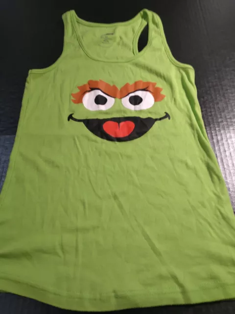 Sesame Street Oscar The Grouch Face Youth Kids Tank Top Shirt Size Large