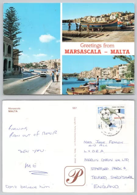 c27545  Marsascala  Malta  postcard 1986 stamp