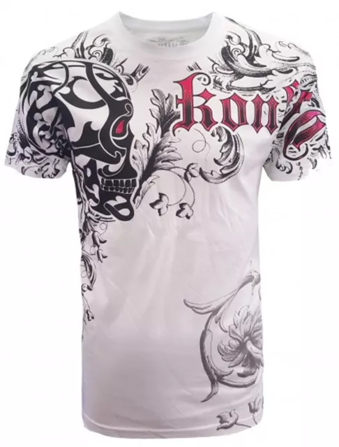 KONFLIC [SKULL SHIED] T-SHIRT ROCKER BIKER HARLEY FOIL TRIBAL WINGS  Konflic - S