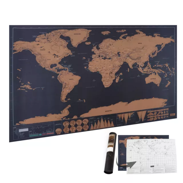 Deluxe Large Scratch Off World Map Poster Personalized Travel Gift Wanderlust UK