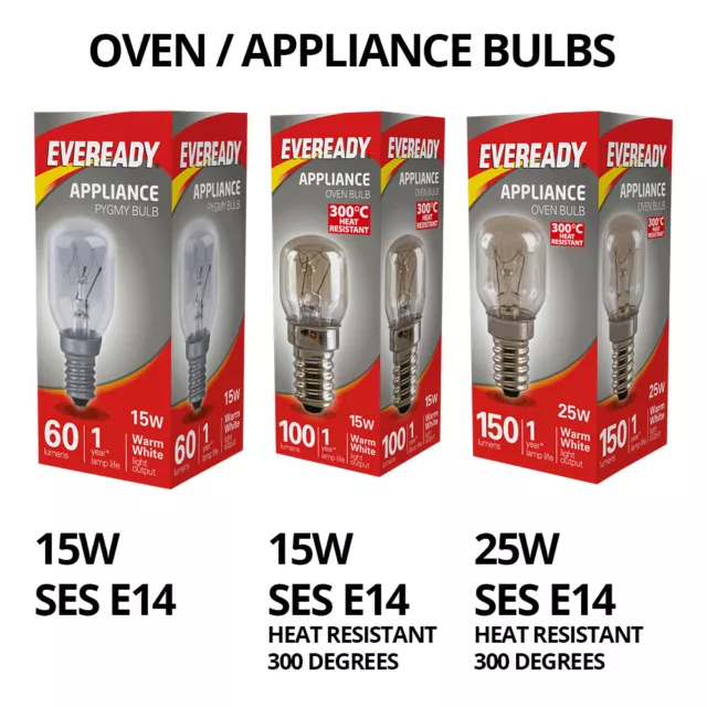 Oven Cooker Appliance Light Bulb | 300°C Light 15W 25W 240V E14 Ses Eveready