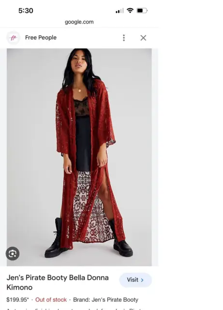 new $250 jens pirate booty free people bella donna lace kimono m