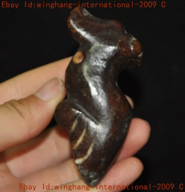 2.8"Chinese Hongshan Culture old Jade carved sacrifice weird cicada pendant