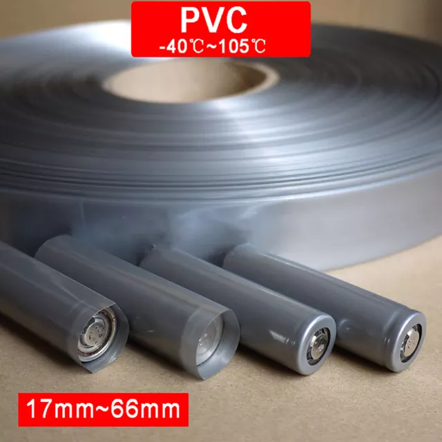 Silver PVC Heat Shrink Tubing Wrap RC Battery Pack LED Pin 9mm - 180mm Flat Size