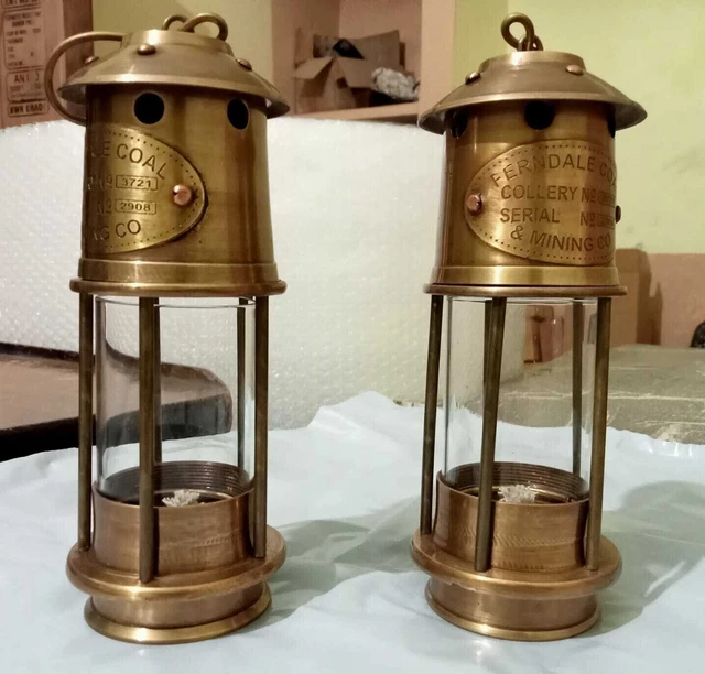 Set 2 Antik Messing Bergmann Öl Schiff Laterne Maritime Lampe Deko Lampe