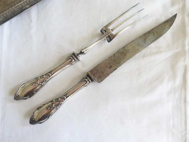 COUVERTS À DÉCOUPER fourchette et couteau manche en argent fourré EUR 12,00 - FR
