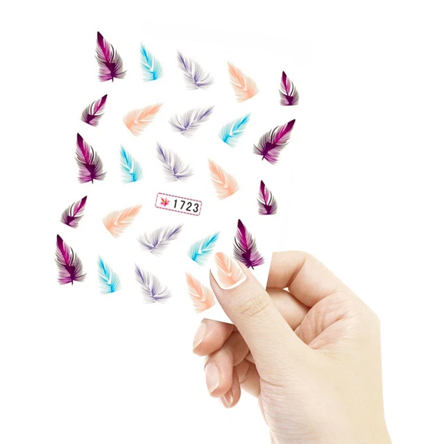 Manicura Adhesivos Transfers Rainbow verano PLUMAS Esmalte en Gel 1723