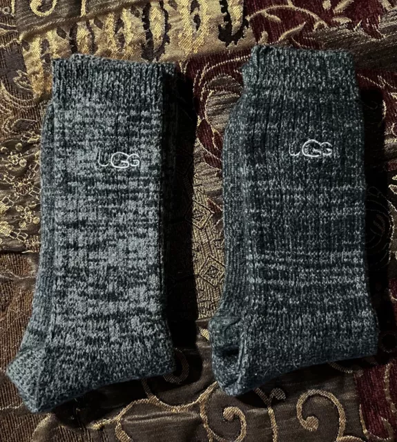 2-UGG-Trey Rib Crew Socks Gray/Black & Gray/White ~WARM~men’s One Size