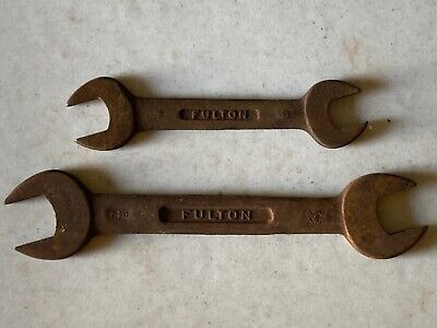 2 - Vintage Fulton 7/8", 19/32", 25/32" Open End Wrench Hand Tools USA Antique