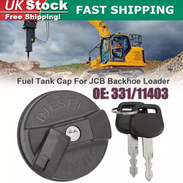 Diesel Fuel Cap & 2 Keys #332/F4780 #331/11403 For JCB Backhoe Loader 3D 3DX 3CX