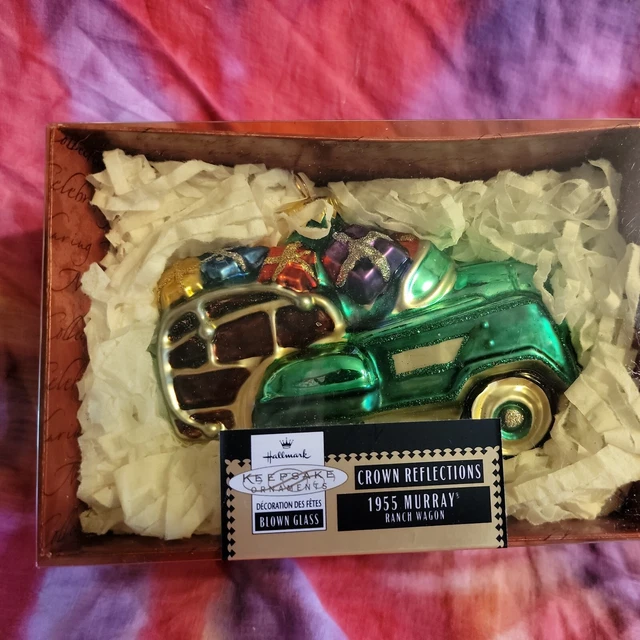 Hallmark 1955 Murray Ranch Wagon Crown Reflections Blown Glass Ornament 1999