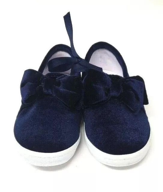 Janie and Jack Baby Girl Suede Shoes with Bows, Color: Navy, Size: 7