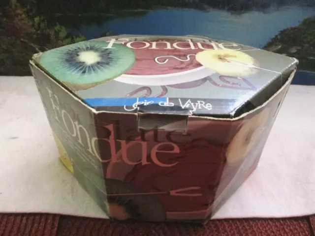 "Juego de fondue de chocolate ""Joie De Vivre"", base, tenedores, vela ~ caja abierta sin usar