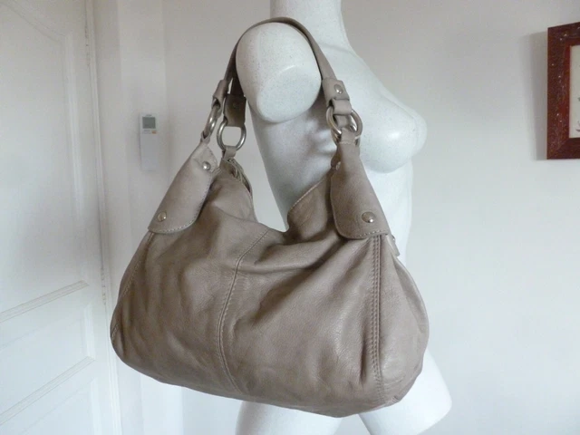 GRAND SAC MINELLI Besace Cuir Taupe Porte Epaule Ou Mains Bon Etat EUR 70,00 - PicClick FR