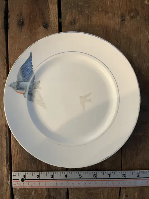 One (1) very faded Jan. 4, 1916 Antique Bluebird China Dinner Plate 9"