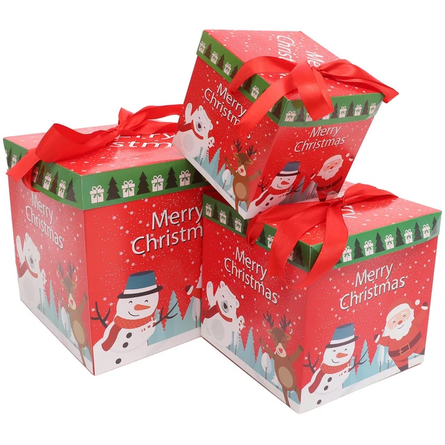 3 pz contenitore regalo di Natale confezione carta confezione scatola da imballaggio