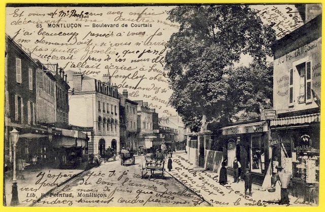 cpa 03 - MONTLUÇON (Allier) Bd de COURTAIS Belle Animation COMMERCES ATTELAGES