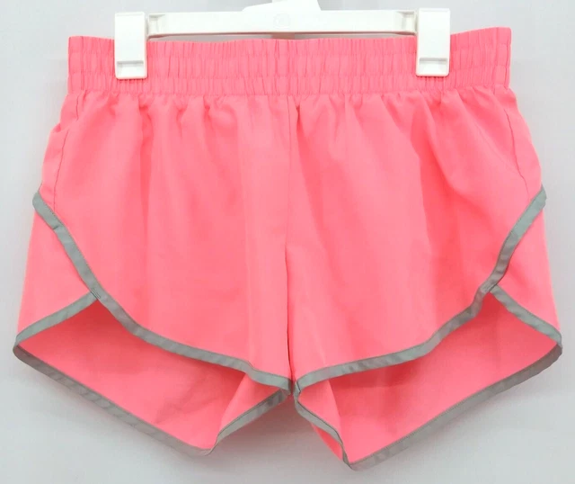 Athletic Works Running Shorts Girl Size M (8-10) Pink Gray Stripe Inside Pocket