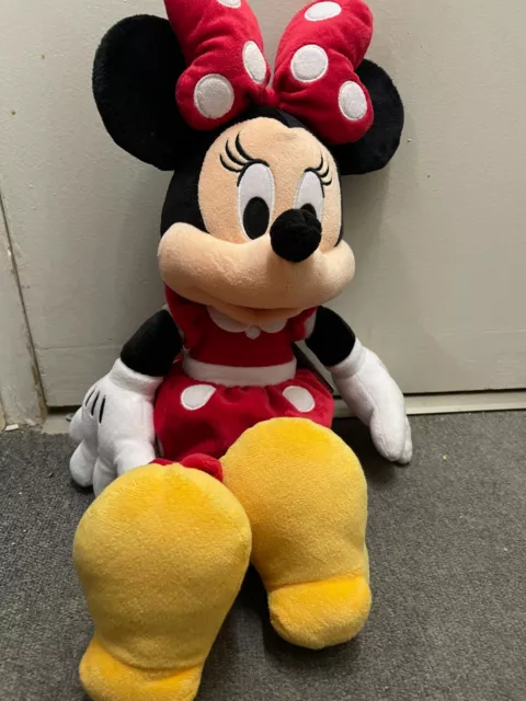 Disney Store Peluche Minnie Mouse rouge de taille moyenne.