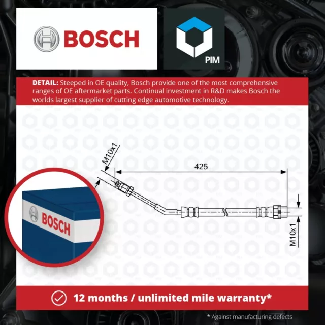 Brake Hose fits BMW Z4 E85, E86 3.0 Rear Left 02 to 08 Hydraulic Genuine Bosch
