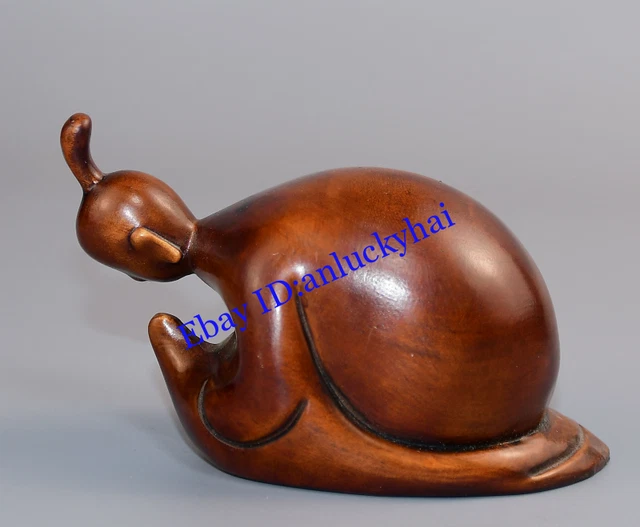Old Chinese Boxwood Wood Hand Carving Enlightenment Statue Figurines