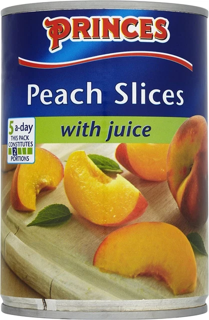 PRINCES / PRINCESS Fette di pesca in succo grandi 410g x 6 lattine lattine LUNGA DATA