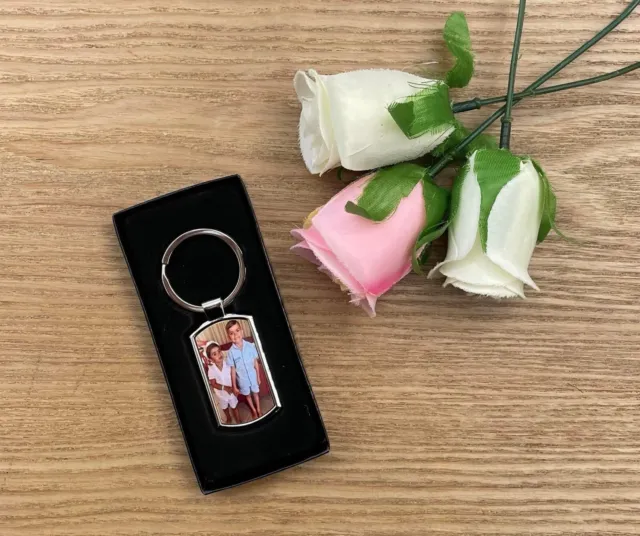 Personalised Silver Metal Frame Keyring, Personal Photo, Oblong Shape