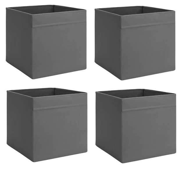4 X IKEA Drona Grey Storage Boxes Magazine Kallax Shelving Shelf Toys