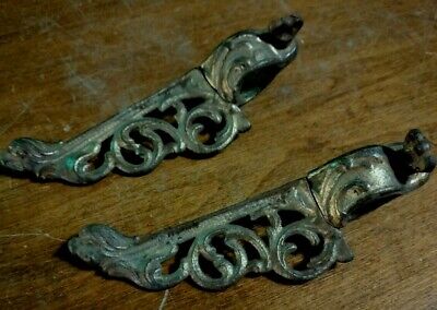 Vintage Cast Iron Bathroom Shelf Brackets Animal Face On Ends Clamp to Plumbing