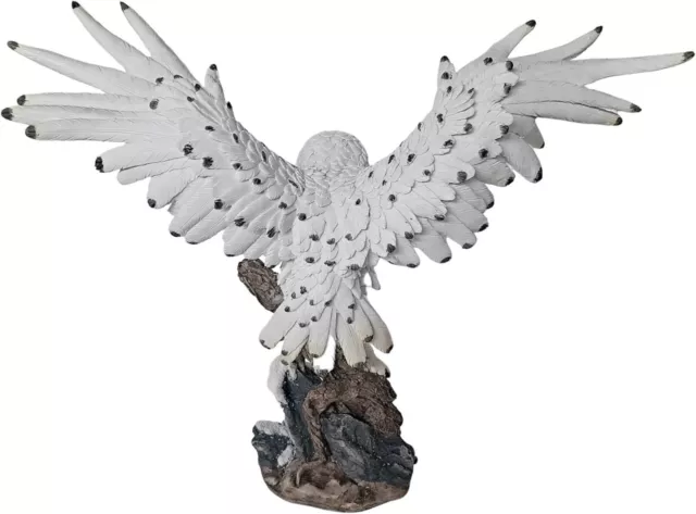 18.5"H Snowy Owl Wings Up Statue Wild Animal Decoration Figurine Room Decor 3
