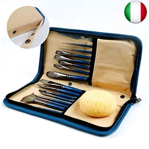 Artecho Art - Set di pennelli per acquerello, acrilico, olio, guazzo, 15 misure