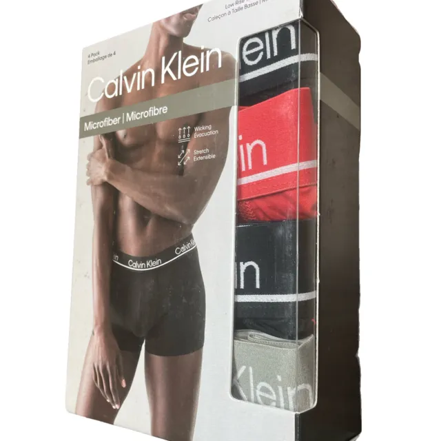 Calvin Klein 4 Pack Microfiber Stretch Low Rise Trunk Underwear Black S,M,L,XL