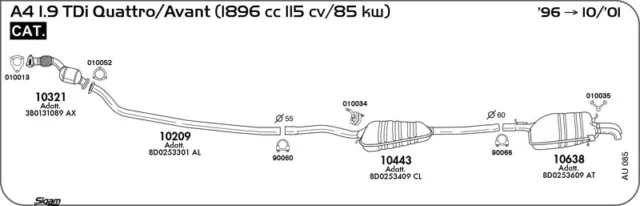 CATALIZZATORE PER AUDI A4 8D2 - 8D5 1.9 TDi Quattro/Avant 1896 cc 115 cv 85 kw A