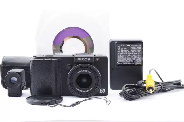 3582shots Ricoh GX200 Compact Digital Camera 12.1MP Black VF-1 Kit [Near Mint]