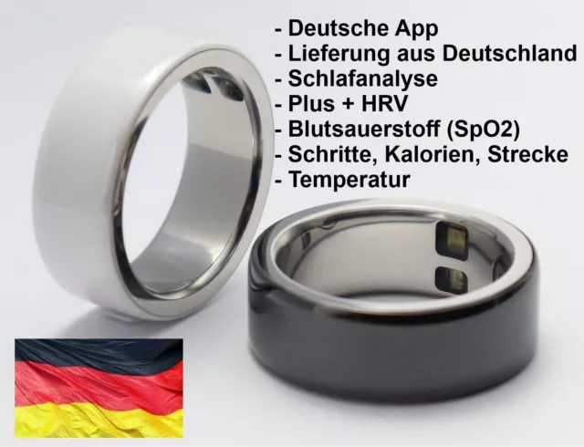 smart Ring mit Schlaftracker, Schrittzähler, Pulsmesser, Kalorienzähler, HRV