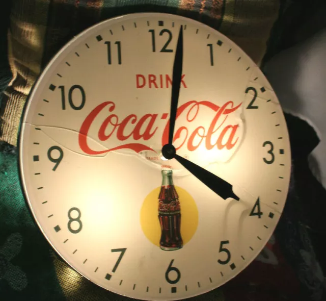 Rare Original 1950's Coca Cola Bubble Glass advertising Parts Clock !!