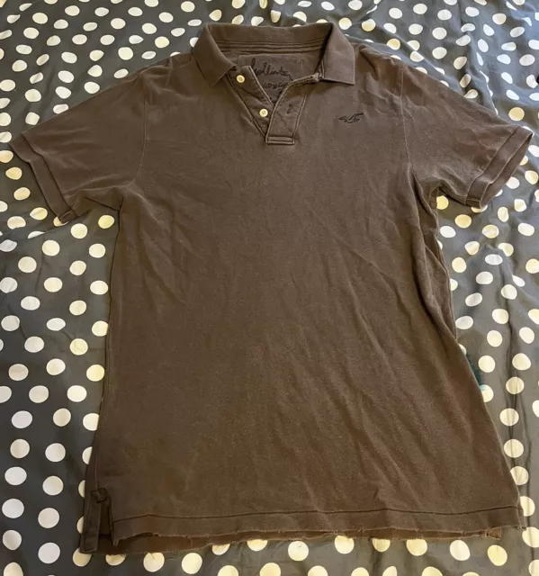 Hollister Men's Short Sleeve Vintage Brown Polo Shirt size Large