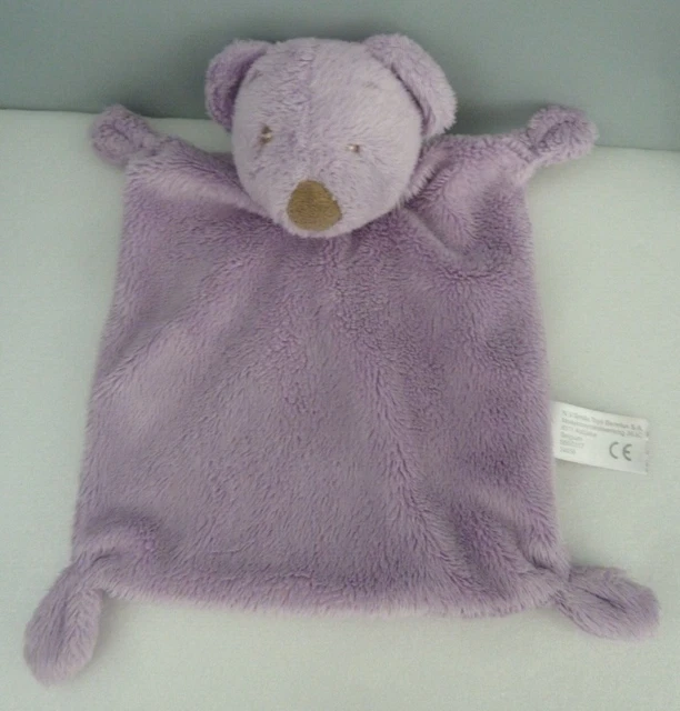 Nr2. DOUDOU PLAT RECTANGULAIRE SIMBA OURS Mauve nez beige taupe - TBE