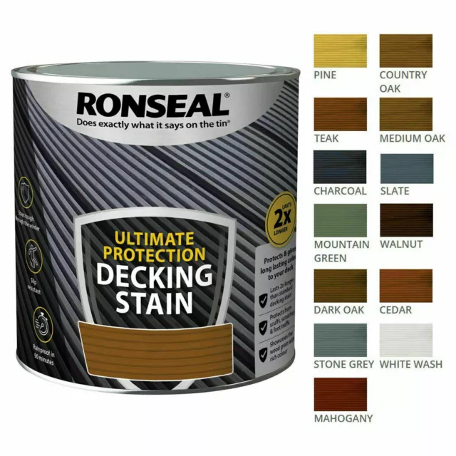 Ronseal Ultimate Protection Decking Stain Rich Colours Tough Durable Paint 2.5L