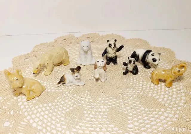 Lot of 9 Vtg Miniature Animal Figurines Bear Dog Bone China Panda Elephant