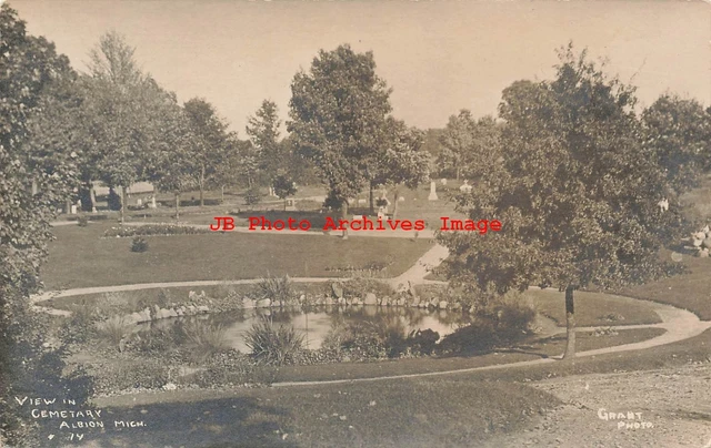 MI, Albion, Michigan, RPPC, Cemetery View, Grant Photo