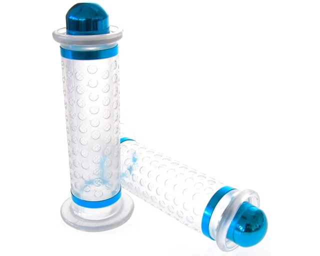 Poignées de guidon TNT avec dôme transparent / bleu [Ø 22mm]
