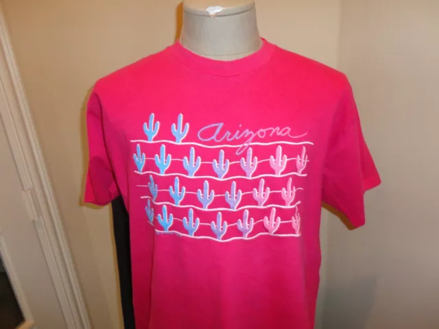 Vintage 90's Pink Hanes Beefy T Arizona Cactus Cotton T-shirt Adult XL Usa Nice