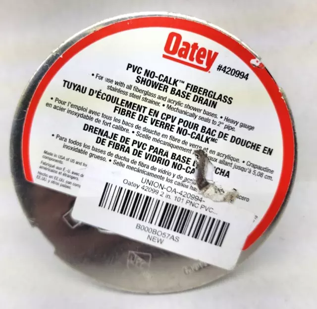 Oatey Round Shower Drain Stainless Steel White 2" 420994