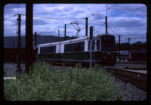 Trolley Slide - Boston MBTA LRV Light Rail Vehicle #3492 Riverside Yard Transit