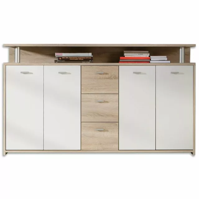 Sideboard - Sonoma Eiche-weiß - 152 cm Sideboard Kommode TV Sideboard